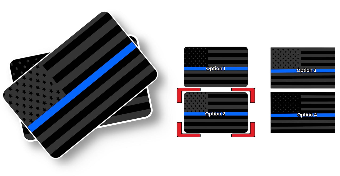 POLICE - Flag Thin Blue Line SunVisor Warning Label Blackouts | Set of 2