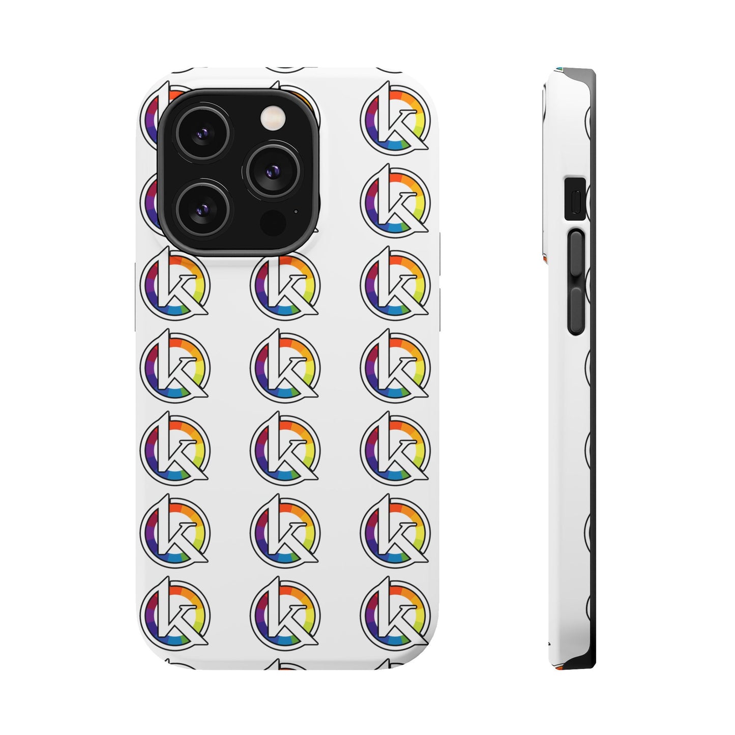 Custom Image Magnetic Impact-Resistant Phone Case — Rainbow Geometric Logo Pattern