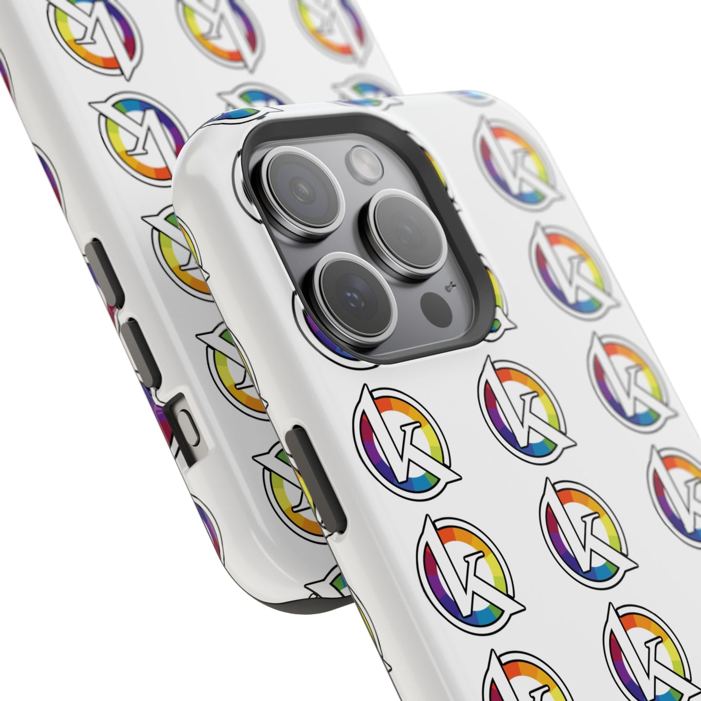 Custom Image Magnetic Impact-Resistant Phone Case — Rainbow Geometric Logo Pattern
