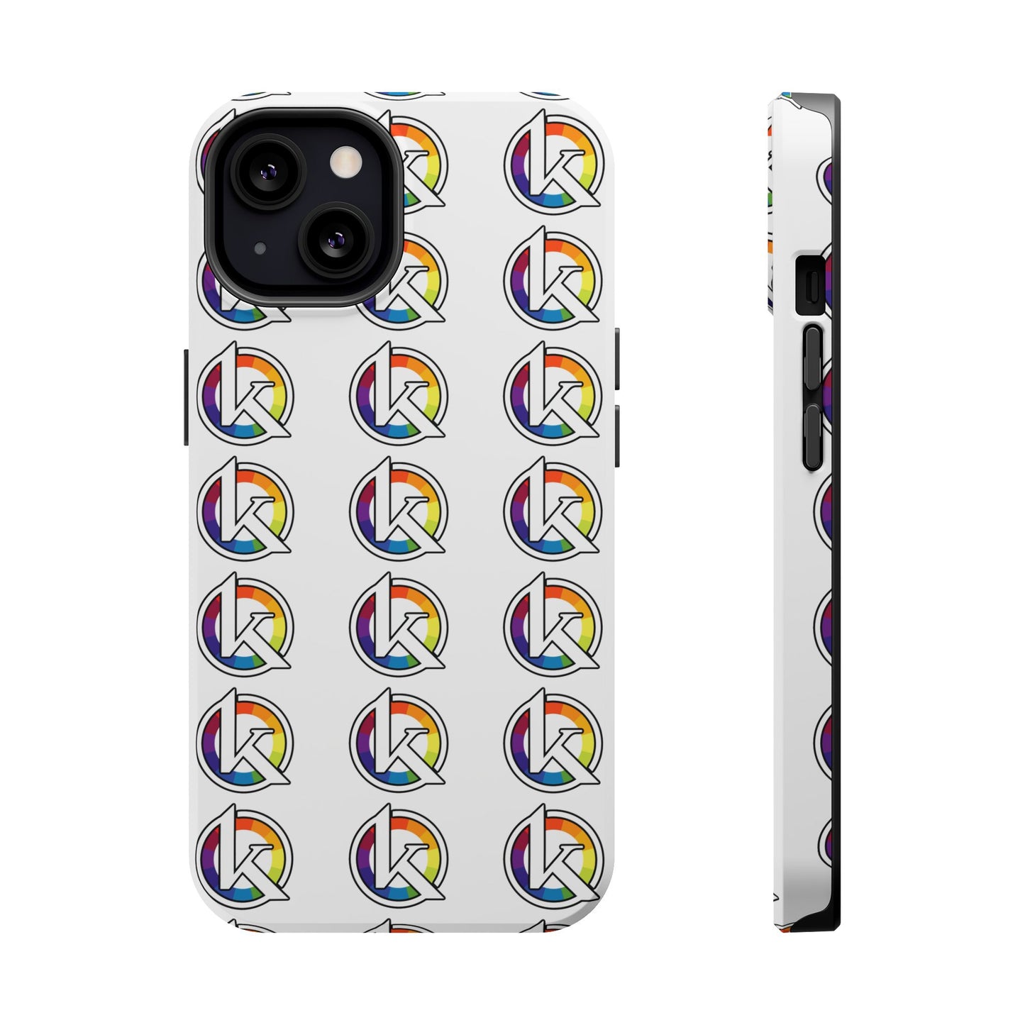 Custom Image Magnetic Impact-Resistant Phone Case — Rainbow Geometric Logo Pattern
