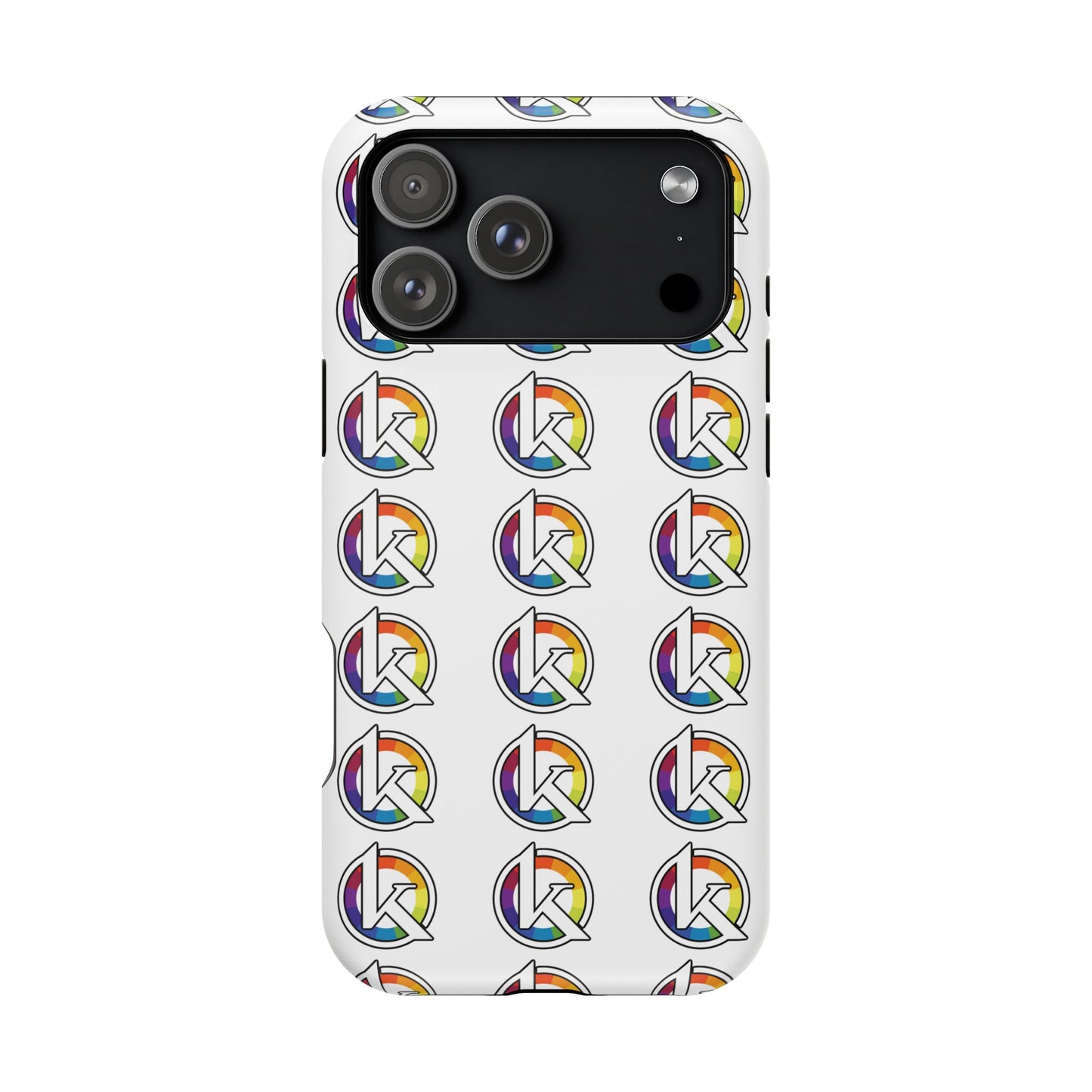 Custom Image Magnetic Impact-Resistant Phone Case — Rainbow Geometric Logo Pattern
