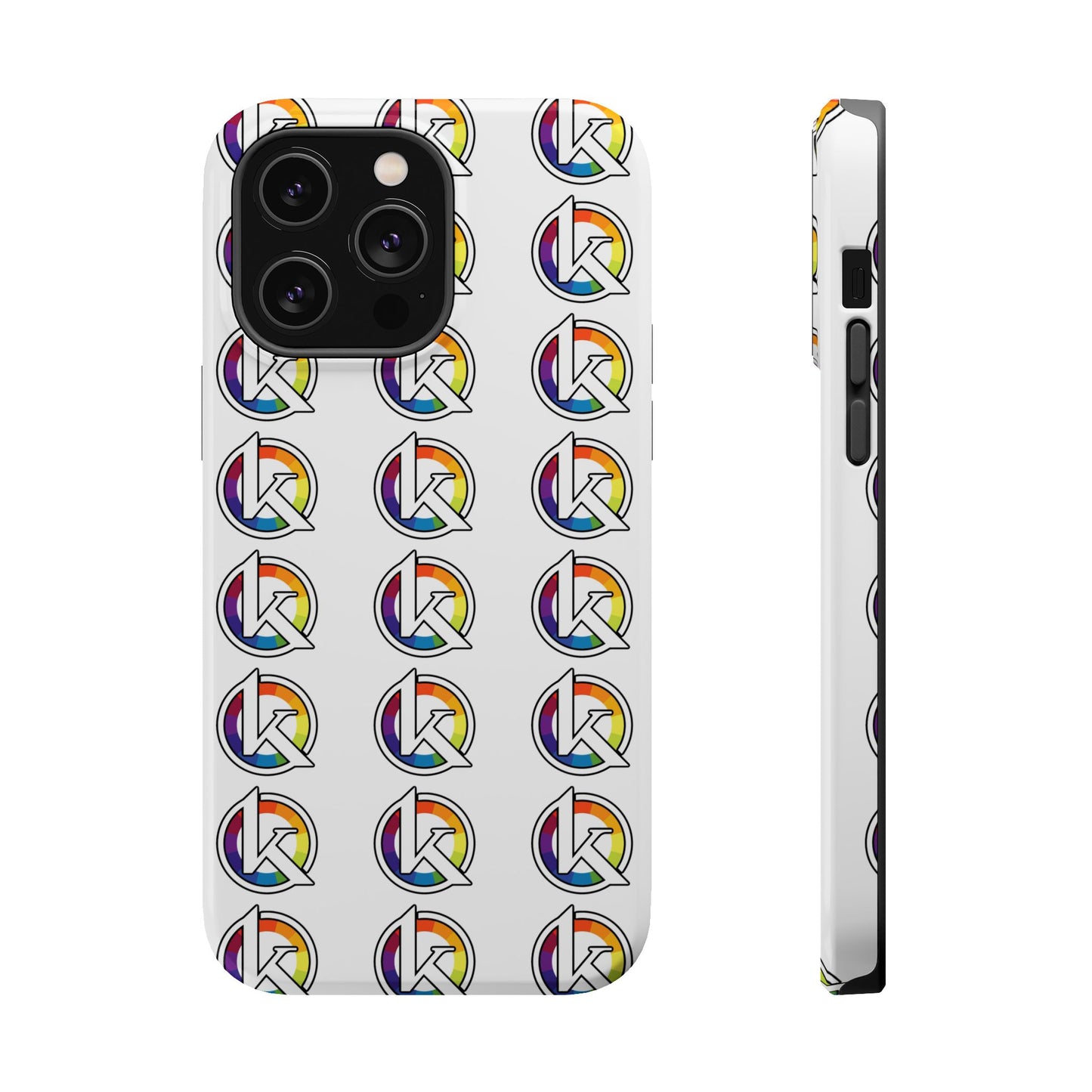 Custom Image Magnetic Impact-Resistant Phone Case — Rainbow Geometric Logo Pattern