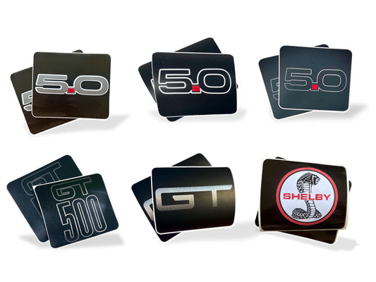 SunVisor Warning Label Blackouts - Mustang GT 5.0 GT350 GT500 *set of 2*