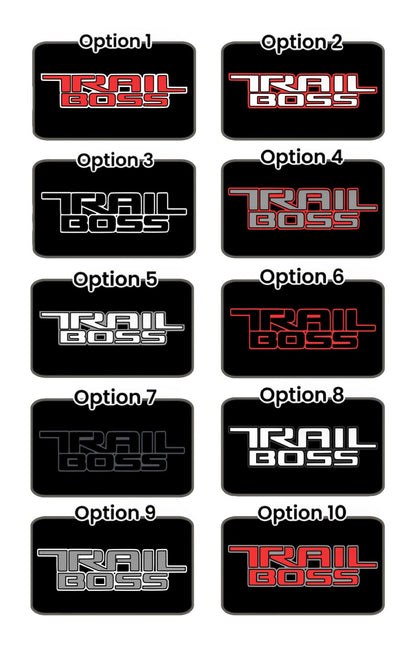 Custom Chevrolet TrailBoss Blackout Sun Visor Warning Decals (set of 2)