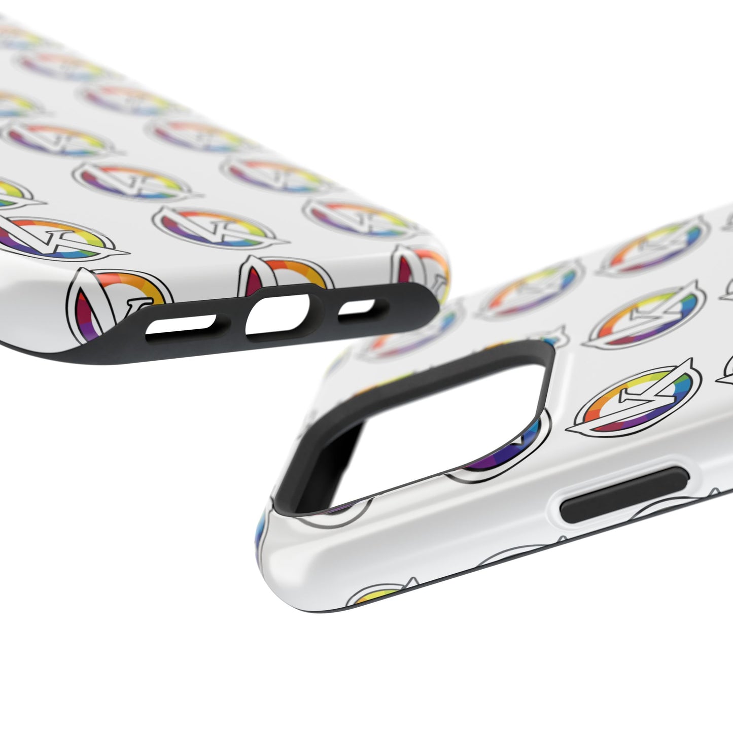 Custom Image Magnetic Impact-Resistant Phone Case — Rainbow Geometric Logo Pattern