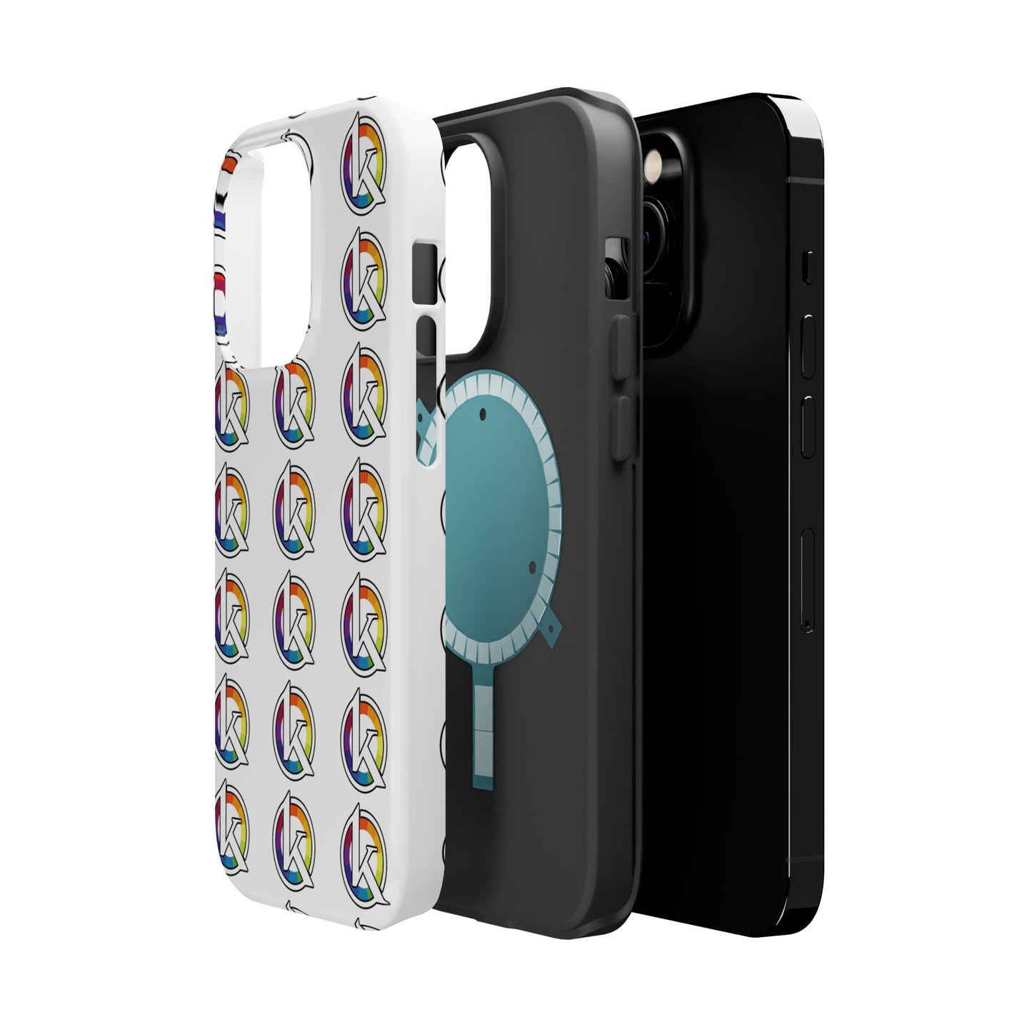 Custom Image Magnetic Impact-Resistant Phone Case — Rainbow Geometric Logo Pattern