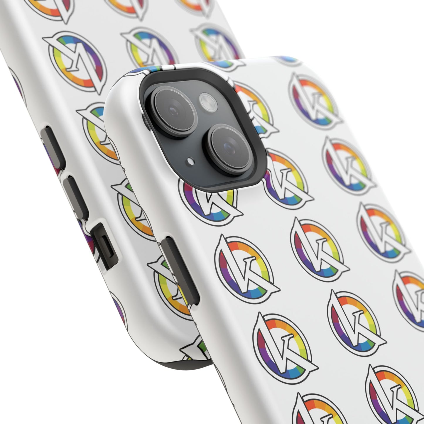 Custom Image Magnetic Impact-Resistant Phone Case — Rainbow Geometric Logo Pattern