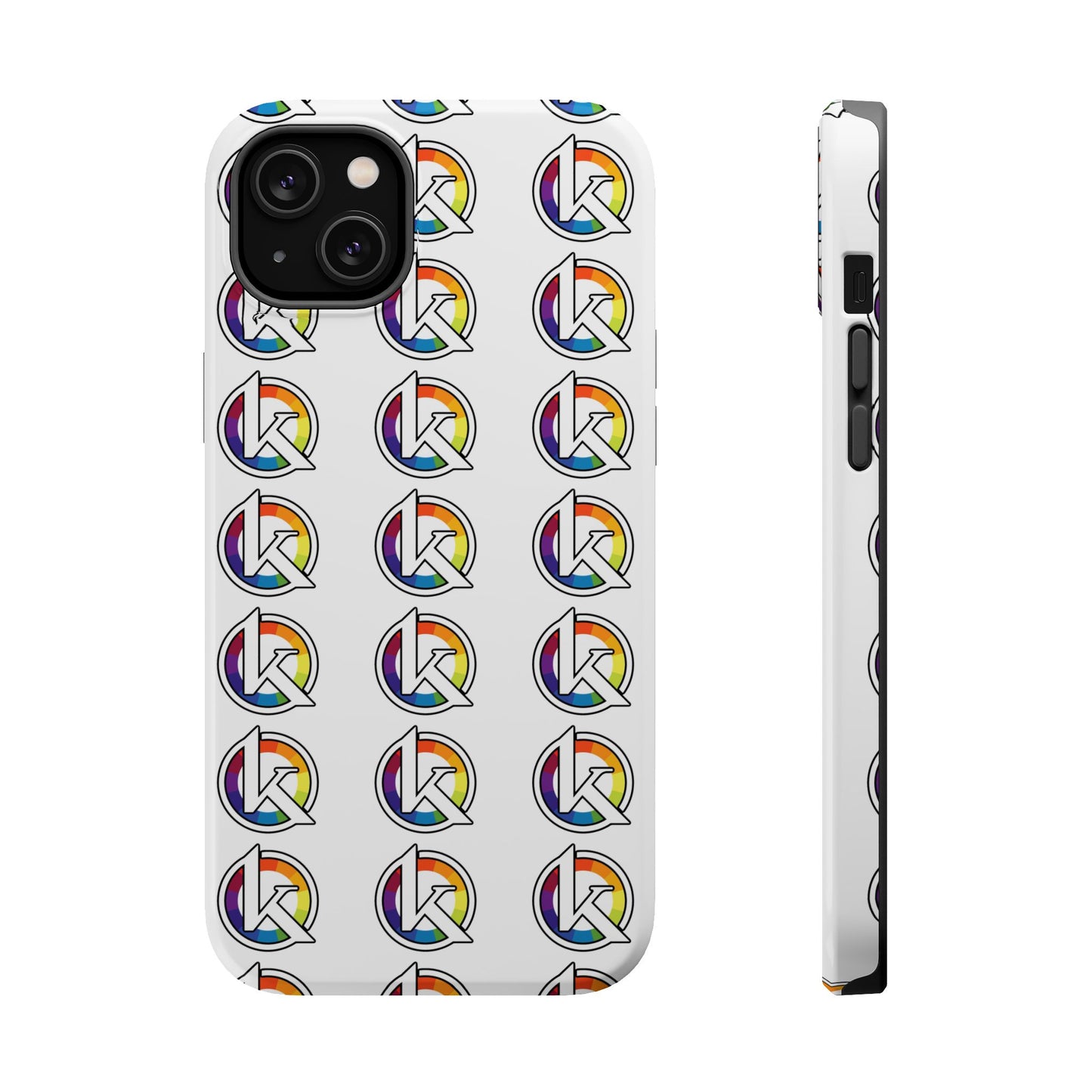 Custom Image Magnetic Impact-Resistant Phone Case — Rainbow Geometric Logo Pattern