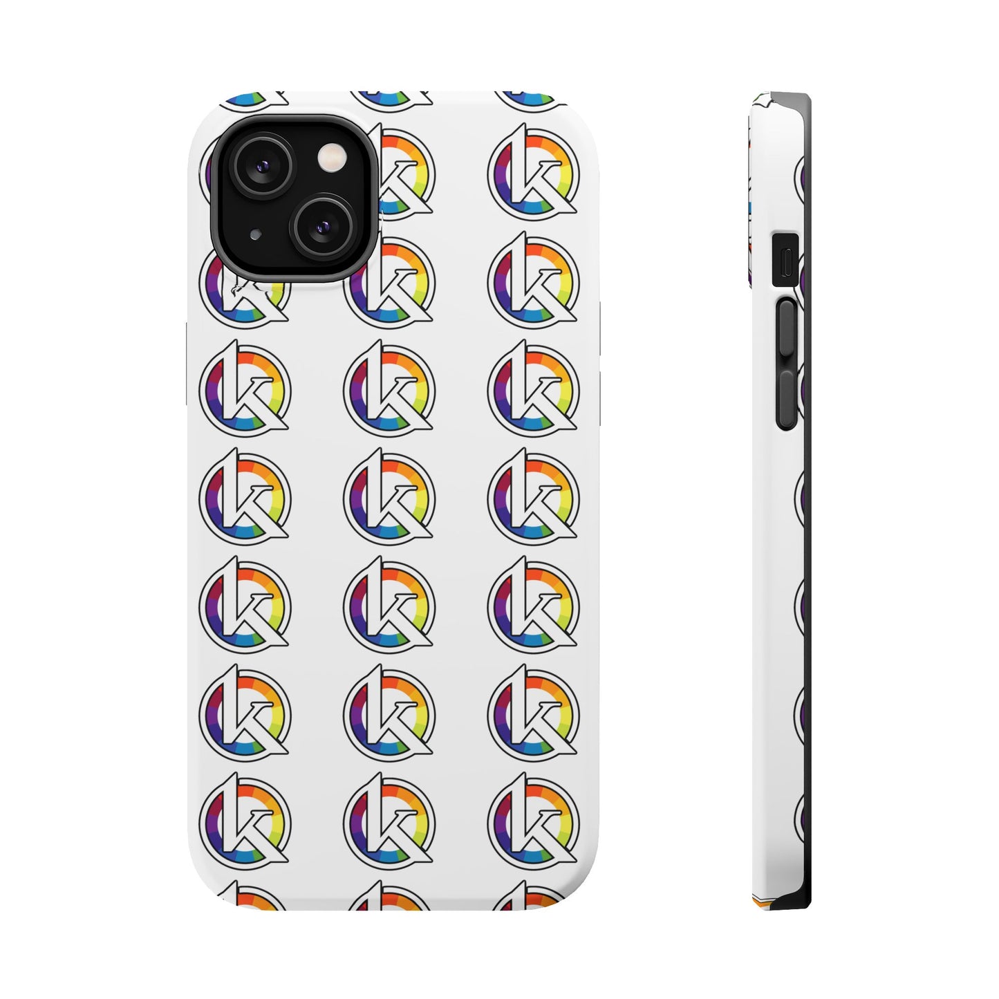 Custom Image Magnetic Impact-Resistant Phone Case — Rainbow Geometric Logo Pattern