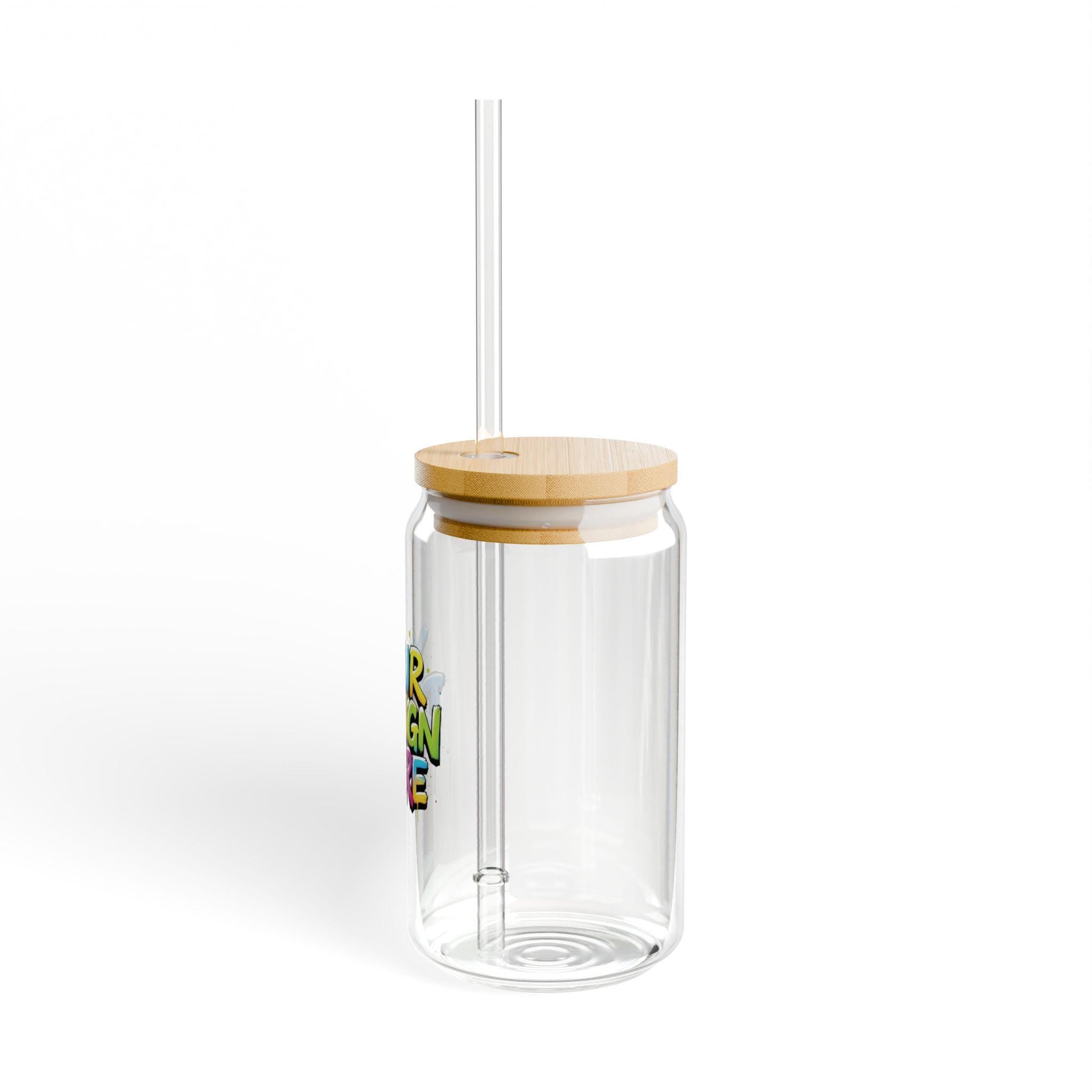 Colorful Graffiti Text Sipper Glass, 16oz | Bamboo Lid Straw Tumbler