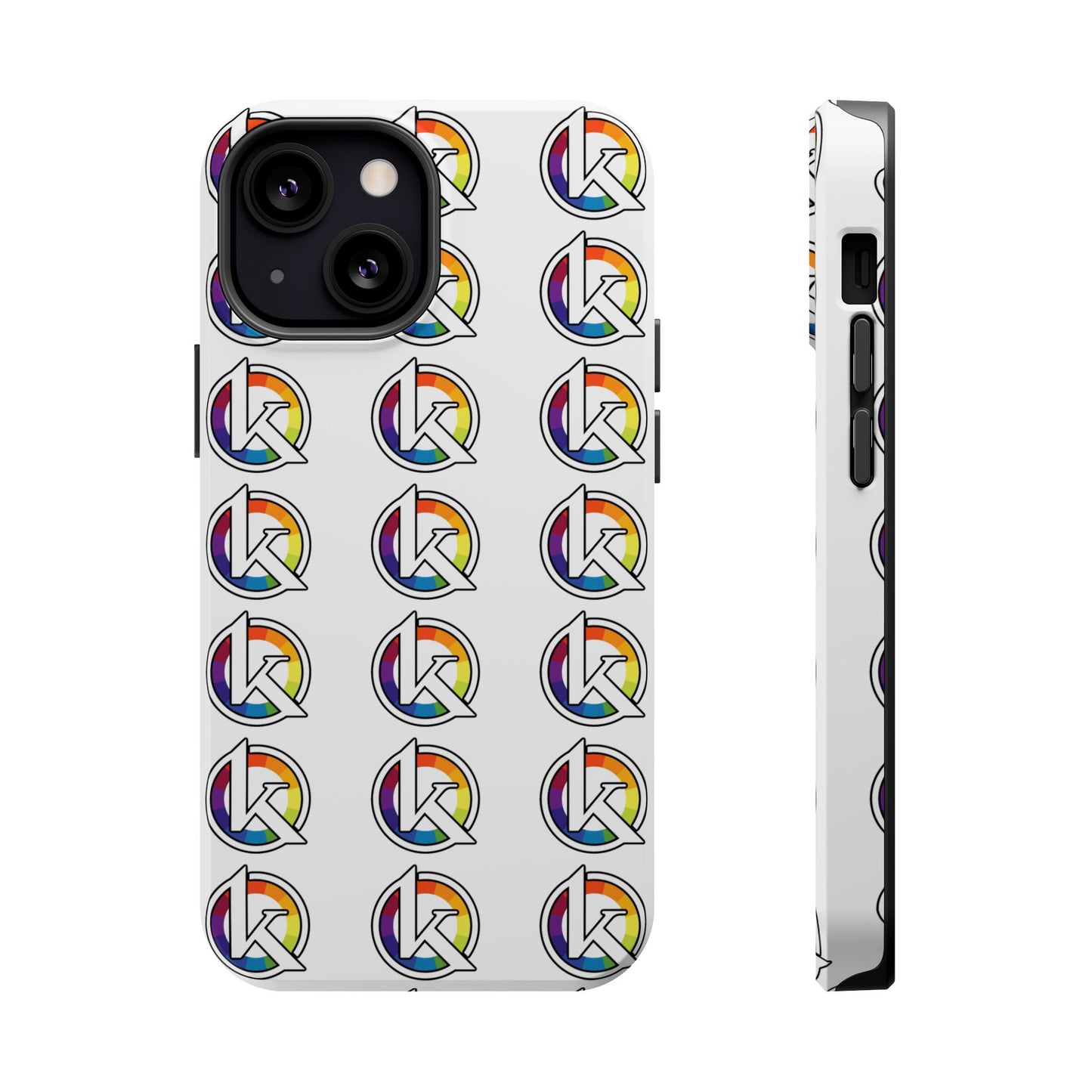 Custom Image Magnetic Impact-Resistant Phone Case — Rainbow Geometric Logo Pattern