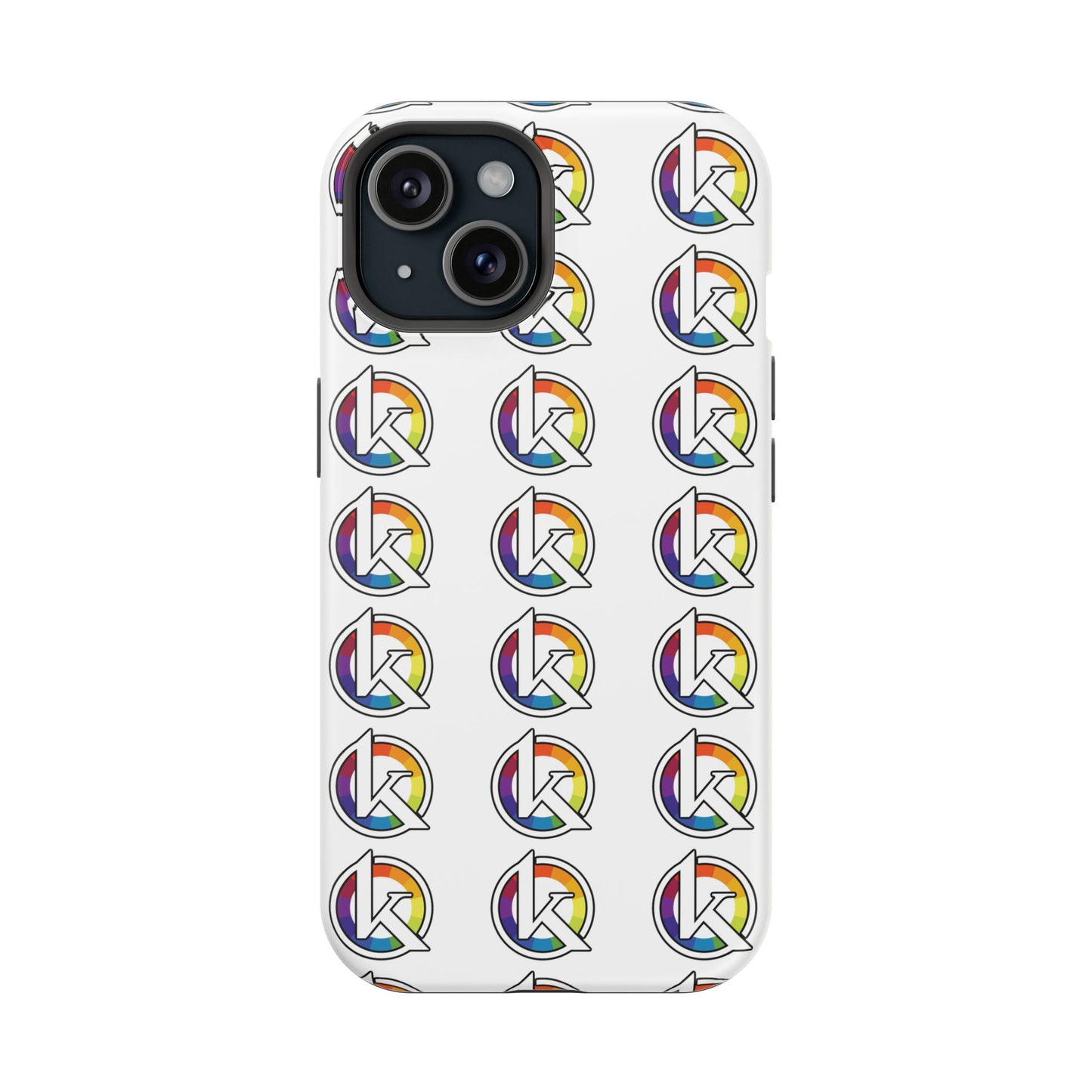 Custom Image Magnetic Impact-Resistant Phone Case — Rainbow Geometric Logo Pattern