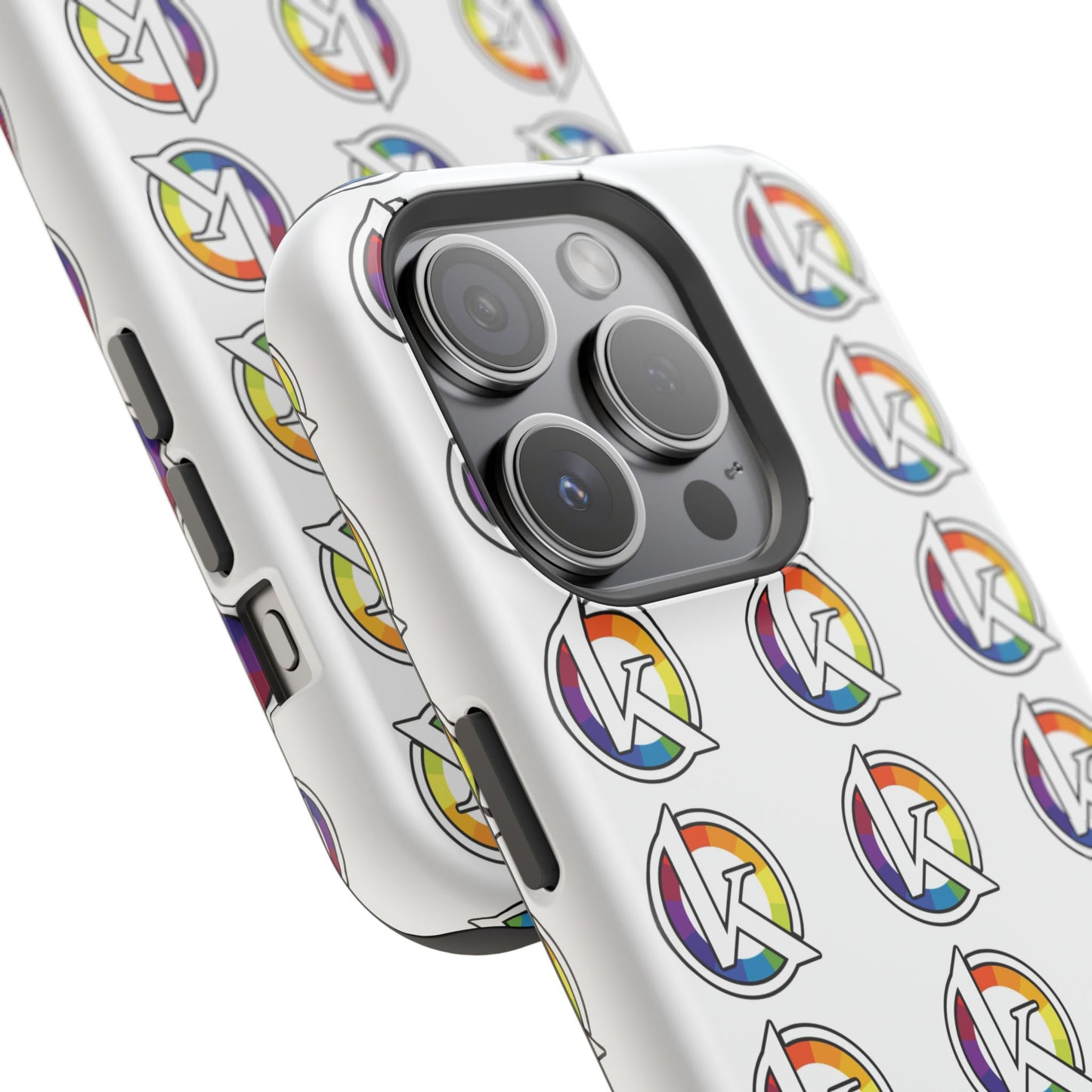 Custom Image Magnetic Impact-Resistant Phone Case — Rainbow Geometric Logo Pattern