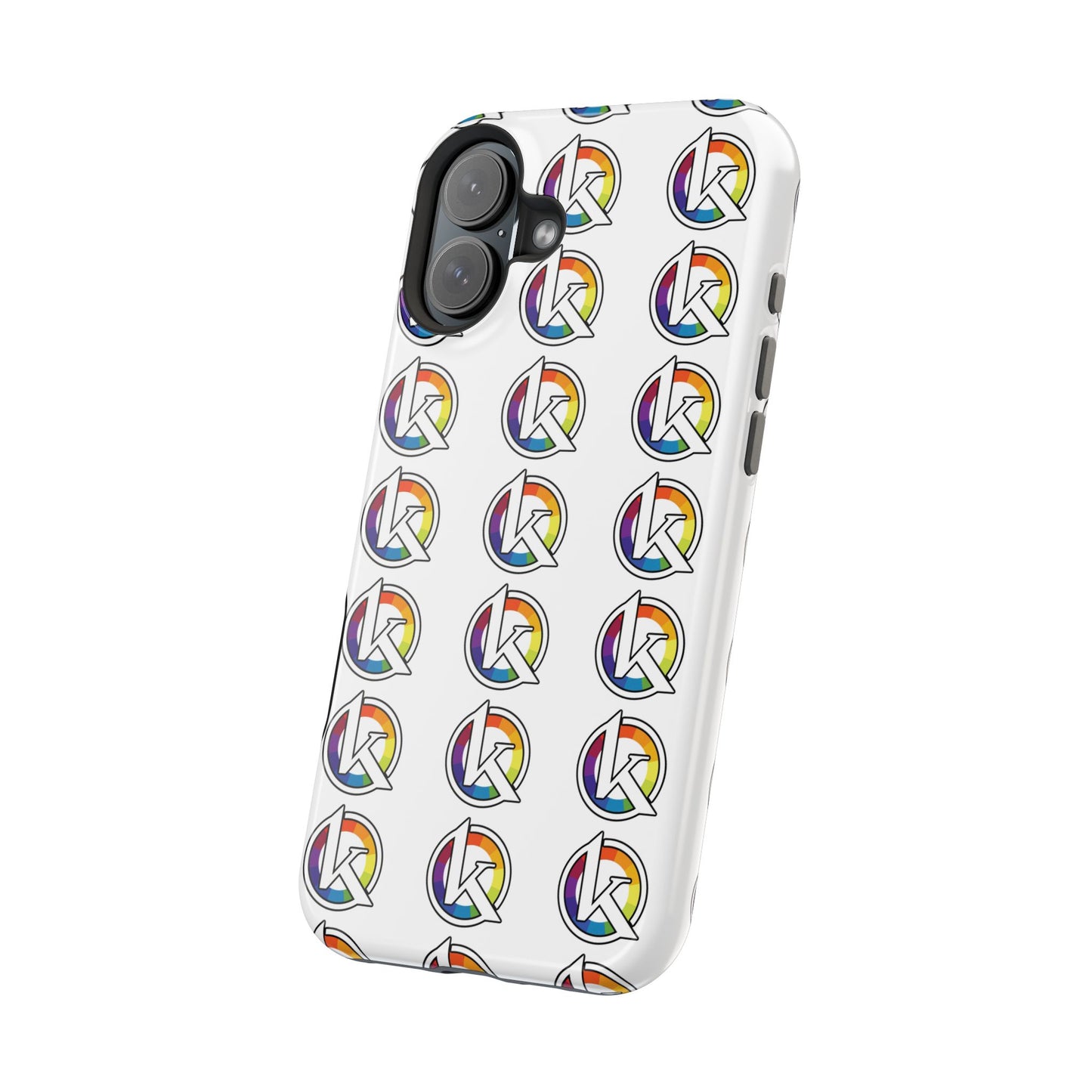 Custom Image Magnetic Impact-Resistant Phone Case — Rainbow Geometric Logo Pattern