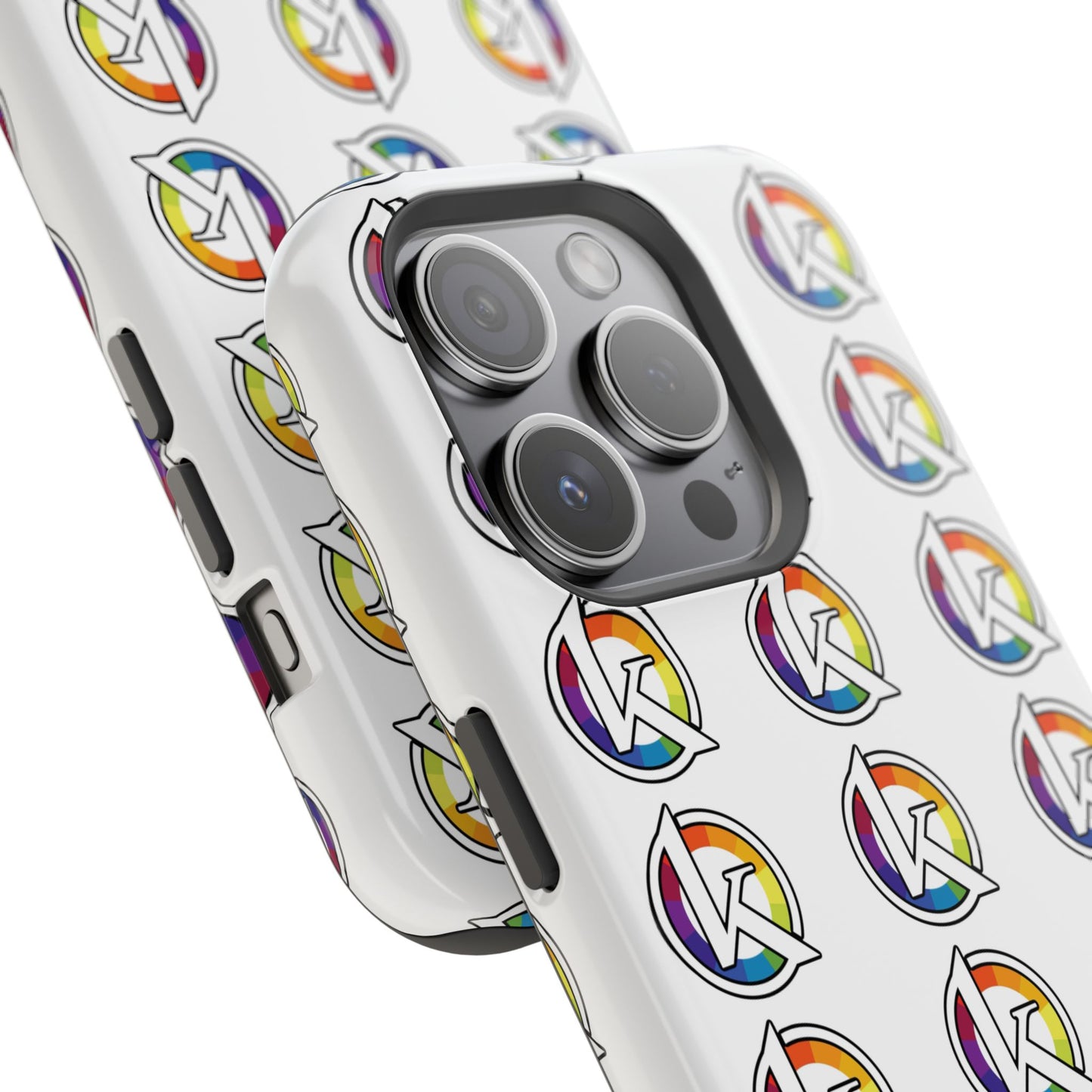 Custom Image Magnetic Impact-Resistant Phone Case — Rainbow Geometric Logo Pattern