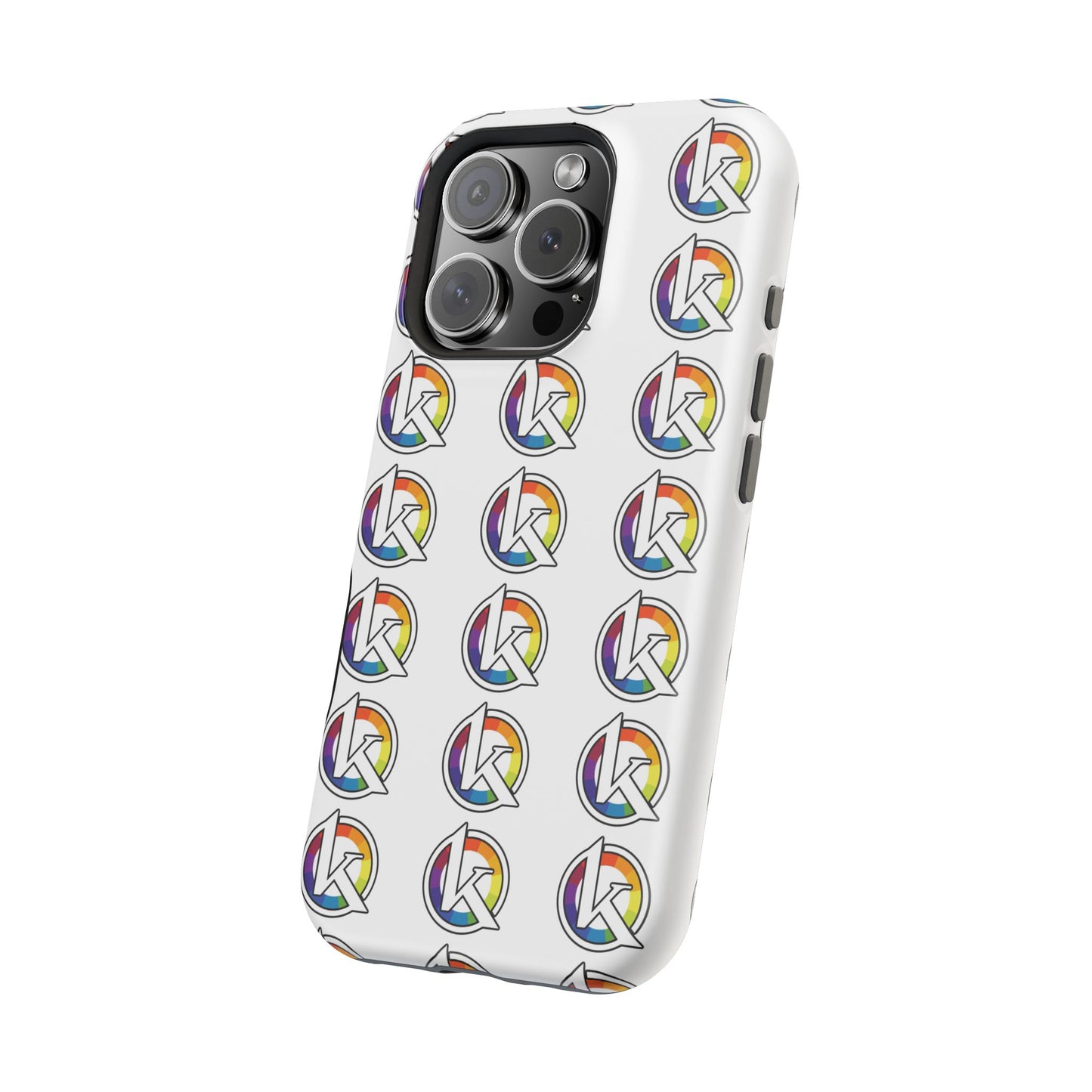 Custom Image Magnetic Impact-Resistant Phone Case — Rainbow Geometric Logo Pattern