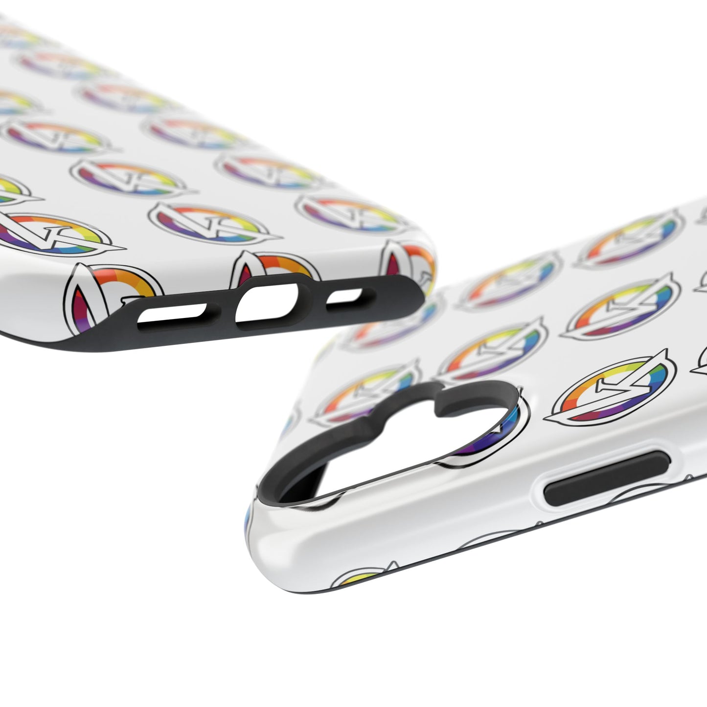 Custom Image Magnetic Impact-Resistant Phone Case — Rainbow Geometric Logo Pattern