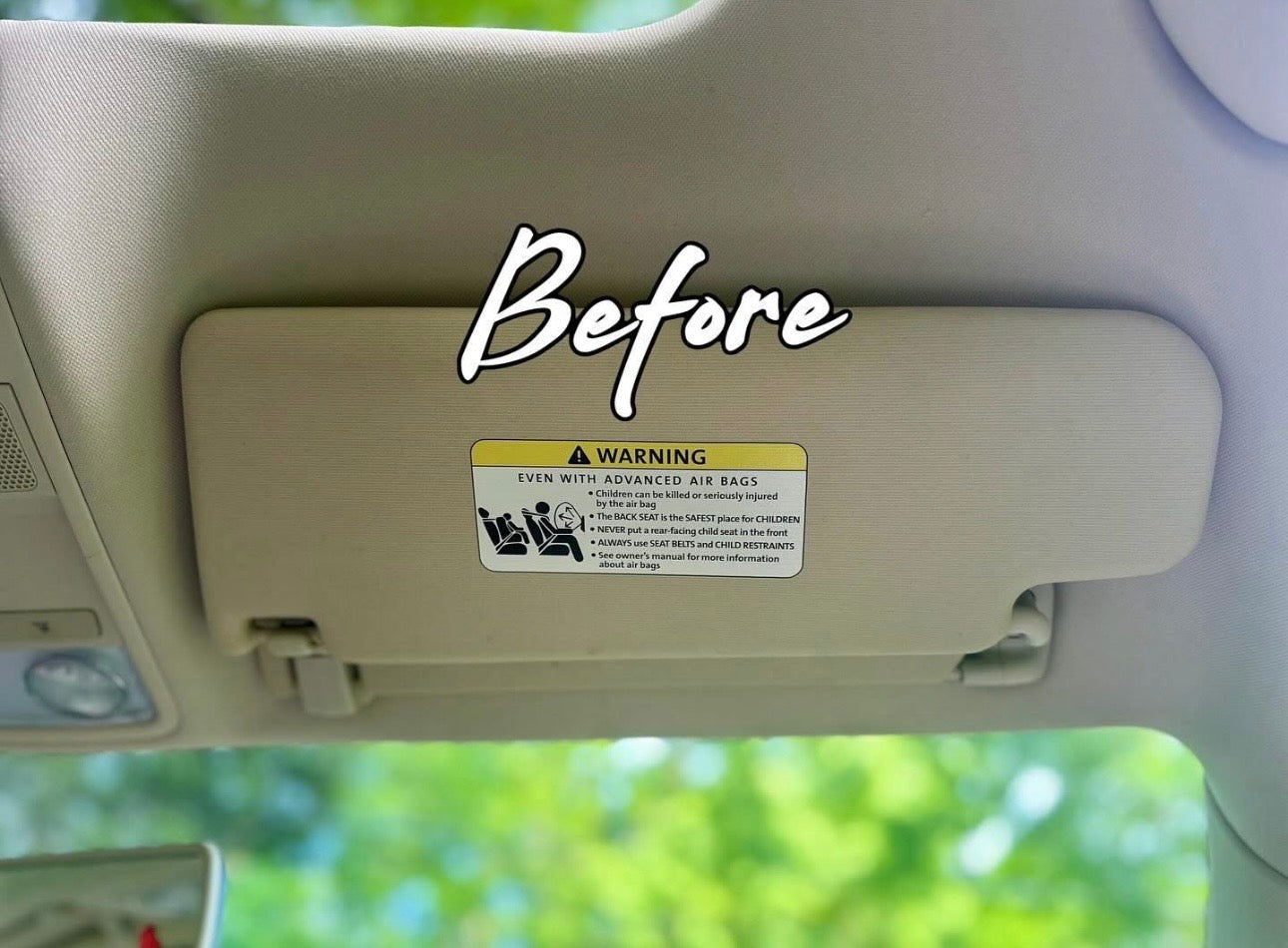 Custom SunVisor Warning Label Blackouts