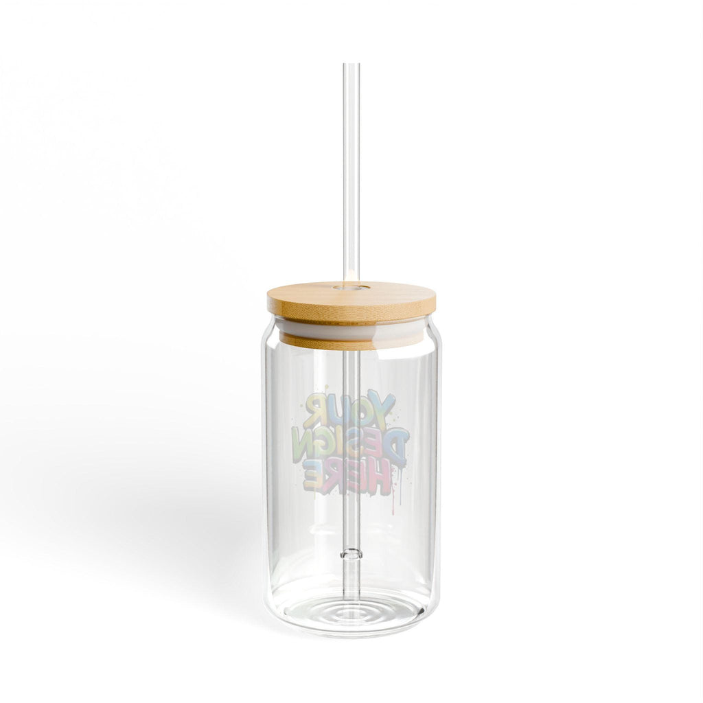 Colorful Graffiti Text Sipper Glass, 16oz | Bamboo Lid Straw Tumbler