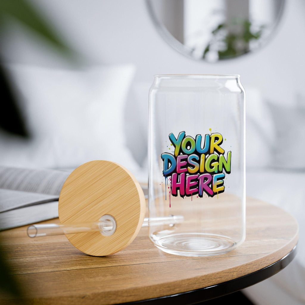 Colorful Graffiti Text Sipper Glass, 16oz | Bamboo Lid Straw Tumbler