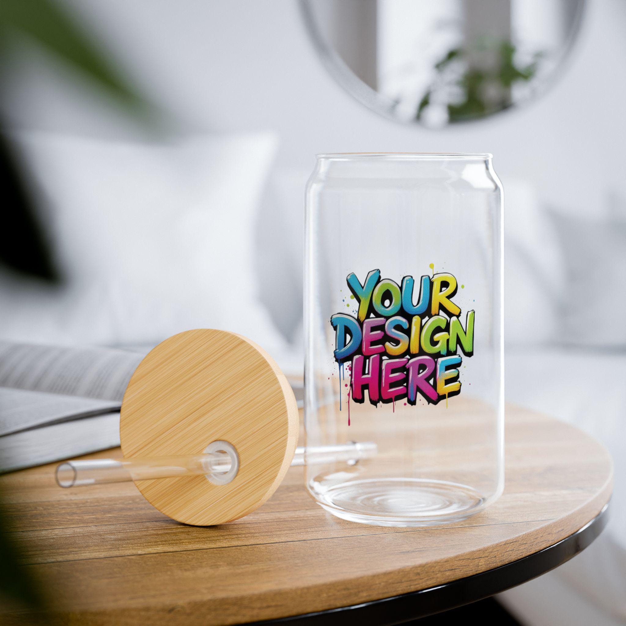 Colorful Graffiti Text Sipper Glass, 16oz | Bamboo Lid Straw Tumbler