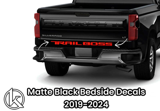 2019-2024 Chevrolet TrailBoss Matte Black Bedside Decals - Set of 2